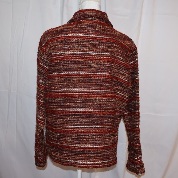CHICO'S Womens S Multicolor Textured Boucle Metallic Blazer Jacket Button Front - Picture 6 of 13